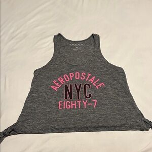 Aeropostale Charcoal Tank Top with Pink Lettering